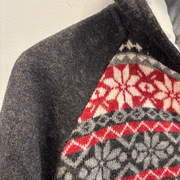 Woolrich Large Sweater Hooded Cardigan Twin Lake Fair Isle Nordic Wool Full Zip - Picture 3 of 14